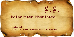 Halbritter Henrietta névjegykártya